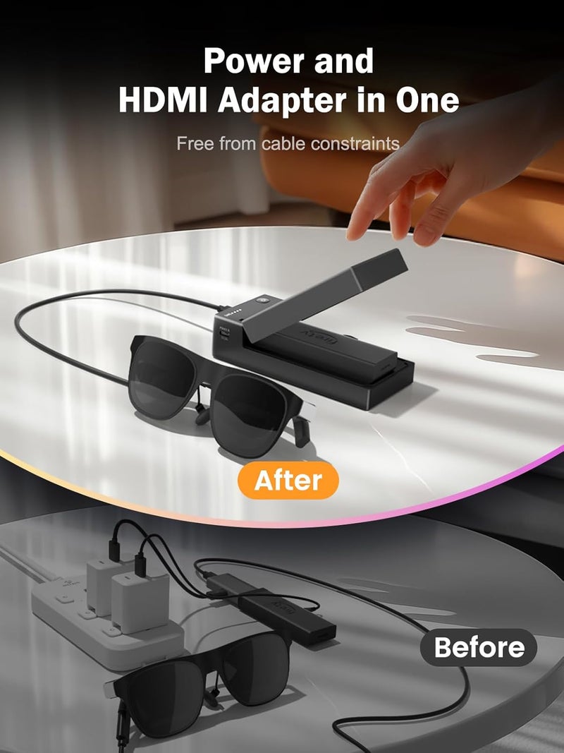 Lemorele HDMI to USB-C Adapter with 5000mAh Battery, 4K@60Hz Converter for Fire TV Stick, Compatible with AR Glasses (Xreal Air/Rokid) and USB-C Monitors - Image 2